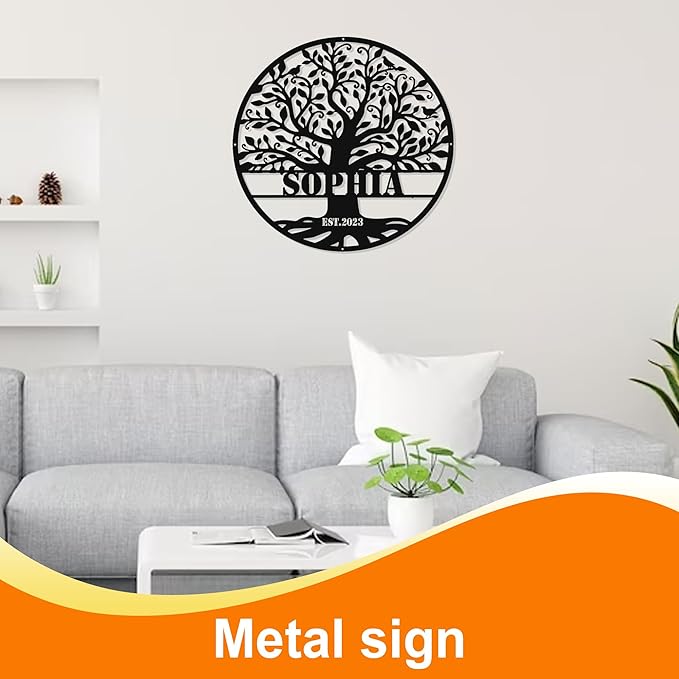 Metal Signs Customized, Tree of Life Last Name Signs Personalized, Family Name Sign, Custom Signs Outdoor Metal, Personalized Wedding/Anniversary/Housewarming Gift