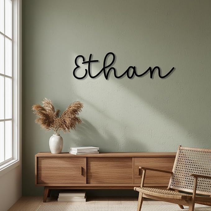 Custom Metal Words - Rounded Handwritten Name Sign - Custom Name Sign Baby - Smooth Laser Cut Script Wall Art for Baby Name, Wedding & Home Decoration Gift