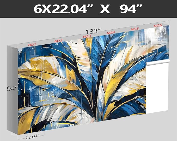 XMPMBM-Gold Abstraction Art Banana Leaf backsplash Large Decorative Wallpaper Graffiti Leaf Bedroom Bathroom Wall Mural- W 132" X H 92"（93 Square Foot）