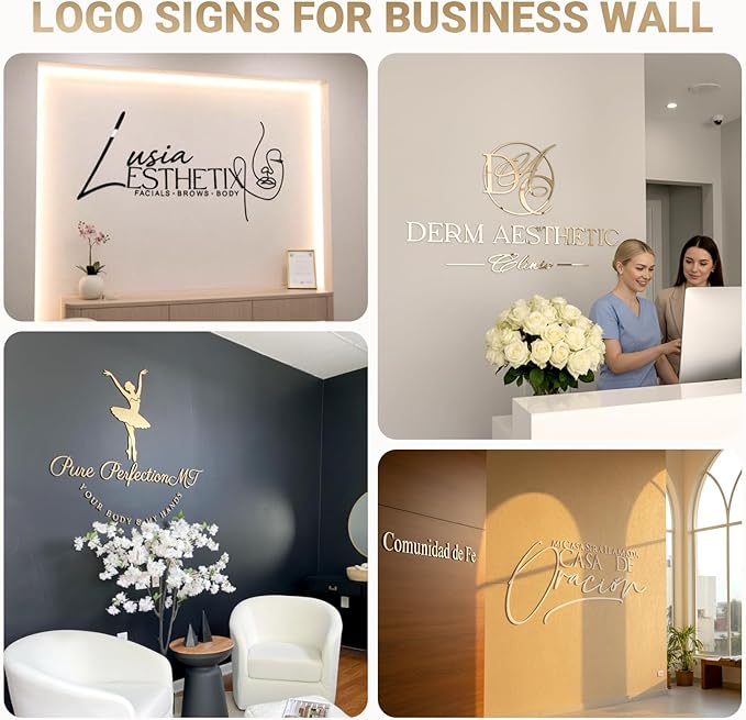 Custom Acrylic Business Logo Sign, 3D Laser Cut Acrylic Letters, Personalized Business Logo Sign for Shop Salon Office Wall Decor Company Cafe Retail Store Studio Bar Club Restaurant
