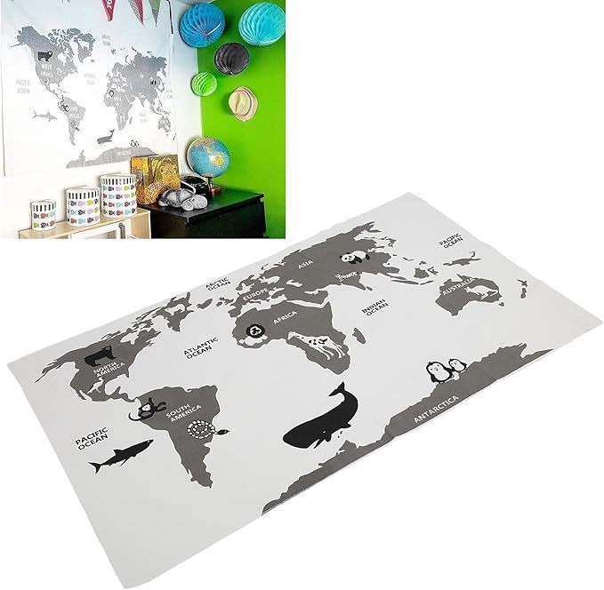 World Map Pat Play Mat, Soft Mat, L Foldable Play with Non Slip Bottom, Eonal Floor for Inf Toddlers, Home Nursery r