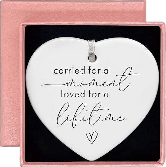 Heart Shaped Christmas Ornament-Miscarriage Sympathy Gift-Baby Memorial Infant Loss Remembrance Keepsake Carried for a Moment Child Loss Bereavement Ceramic Ornament with Gift Box