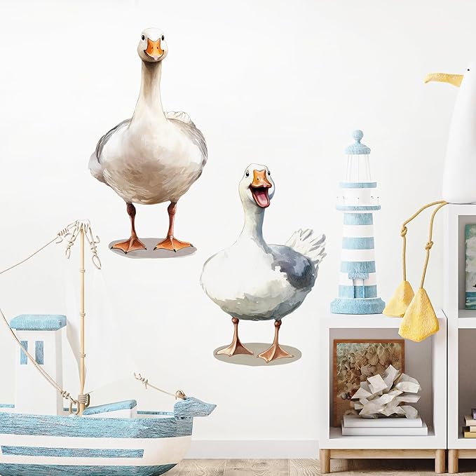 Duck Wall Decals Removable Farm Animal Vinyl Stickers for Nursery Living Room and Kids Playroom Country Poultry Decor Peel and Stick Wall Art