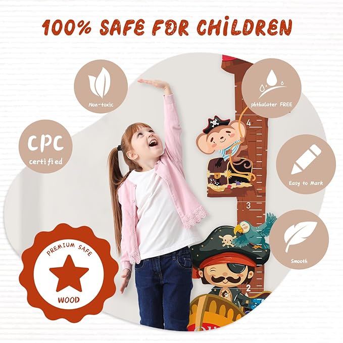 Personalized Name Kids Growth Chart Wall, Ship Wooden Height Chart for Kids, Height Measurement for Wall Kids Room Nursery Wall Decor