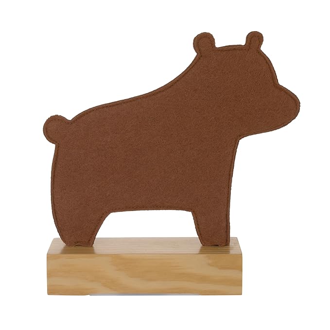 Little Love by NoJo LED Lighted Nursery Décor - Adorable Brown Bear Design with Natural Wood Base