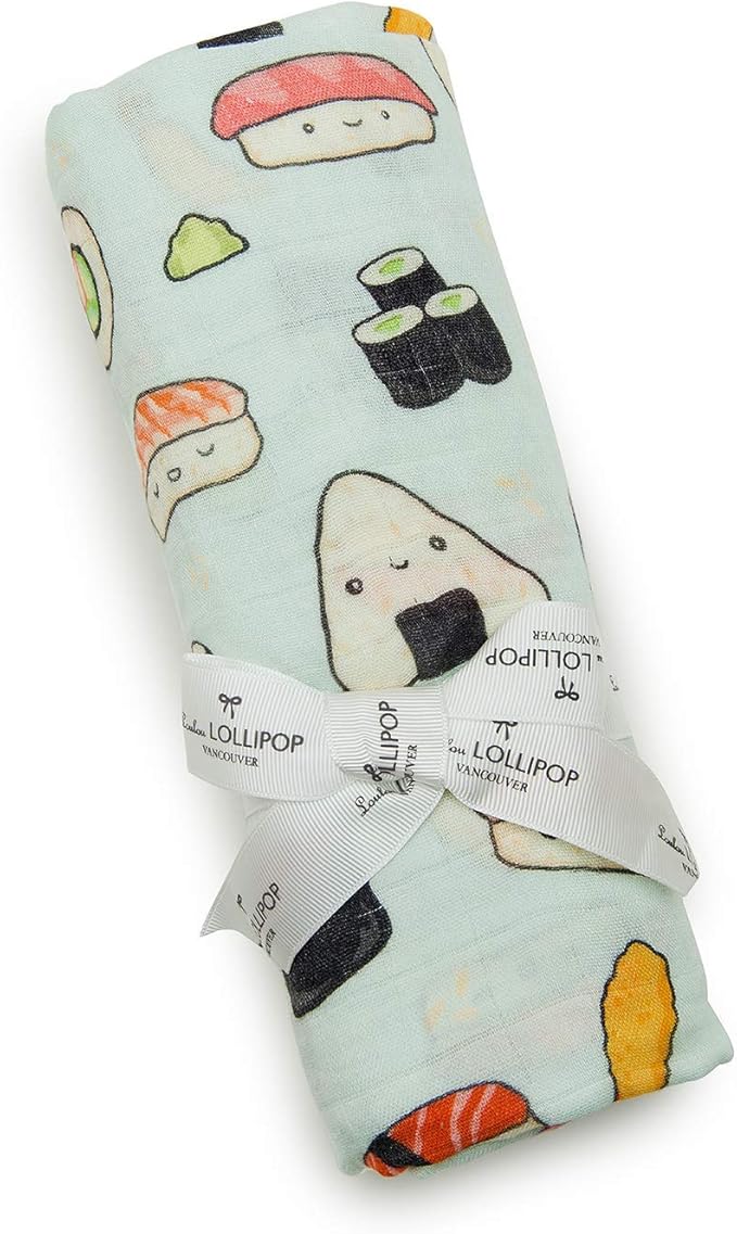 Loulou Lollipop Soft Baby Swaddle Blanket Muslin Wrap Receiving Blanket for Newborn to Toddler Girl and Boy, Large 47” by 47” - Sushi…