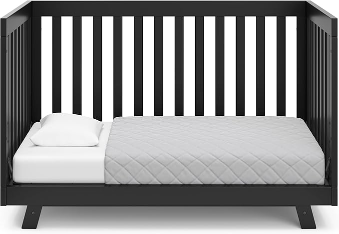 Storkcraft Beckett Convertible Crib (Black) – Converts from Baby Crib to Toddler Bed and Daybed, Fits Standard Full-Size Crib Mattress, Adjustable Mattress Support Base