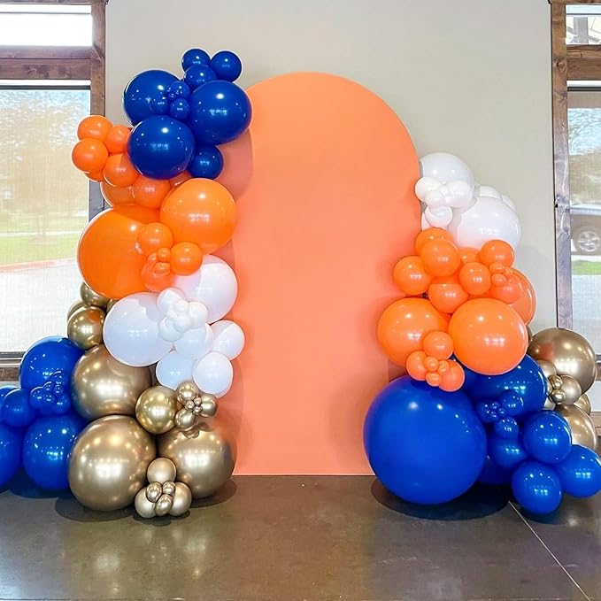 Orange and Blue Balloons, 60 PCS 12 Inch Royal Blue and Orange Gold White Balloons for Kids Boys Cartoon Party Graduation Baby Shower Thanksgiving Autumn Birthday Party Decorations