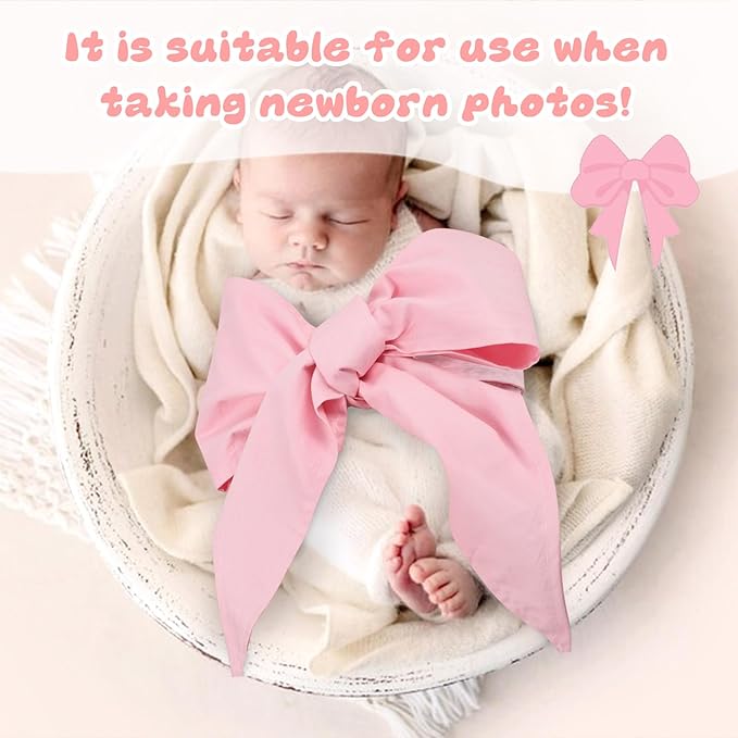 Newborn Swaddle Sash, Soft Cotton Bow Decorative Strap for Swaddles, Adorable Maternity Bow Sash, 70x5.5 Inch, Pink