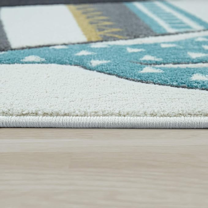Kid's Rug for Children's Room with Indian Tent in Pastel Colors, Size: 3'11" x 5'7"