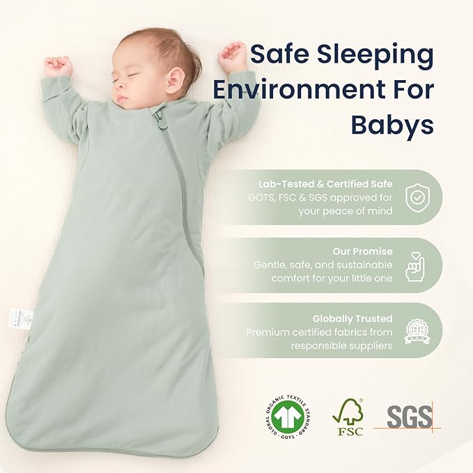 kaiya baby Unisex Sleeping Bag for Babies and Toddlers 2.5 Tog Sleep Sack, Long Sleeve Sleep Sack, Wearable Blanket Baby