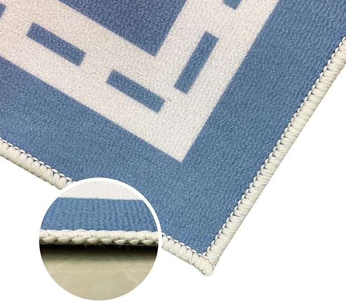 Hopscotch Car Rug 10Ft Extra Large Blue Kids Play Mat Rainbow Classroom Carpet for Children Boys Girls Bedroom Educational Learning Area Rug, Preschool Car Road, 6.6x9.8Ft