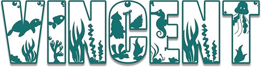 Name Sign For Nursery, Boho Nursery Sign, Family Name Signs, 3D Wall Art for Children & Kids Rooms, Baby Shower, First birthday gift (Sea Animals)