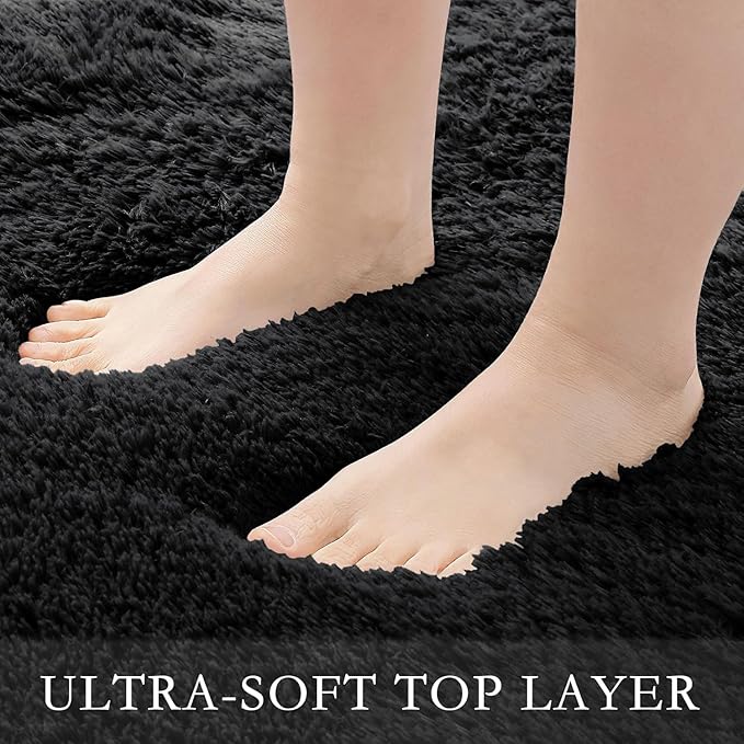 5x8 Area Rug for Living Room, Modern Black Super Shag Shaggy Soft Washable Indoor Fuzzy Carpet Non-Slip Fluffy Rugs for Bedroom Home Aesthetic Decor