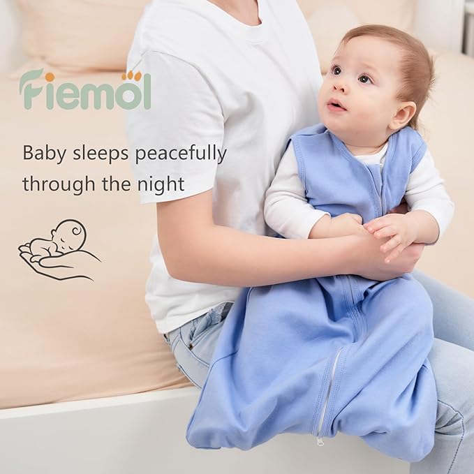 Baby Sleep Sack 12-18 Months, 100% Cotton Sleeping Sack for Newborn and Infant, 3 Pack Baby Wearable Blanket, 0.5 Tog Lightweight Double Zipper Sleep Bag Apricot