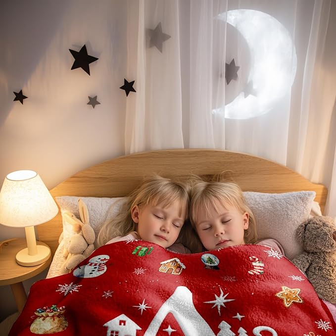 Ship Next Day, Custom Christmas Blanket - Merry Christmas Personalized Blanket, Xmas Gifts for Family Mom Dad Daughter Son Grandkids, for Teen Girls Women Man, Stocking Stuffers