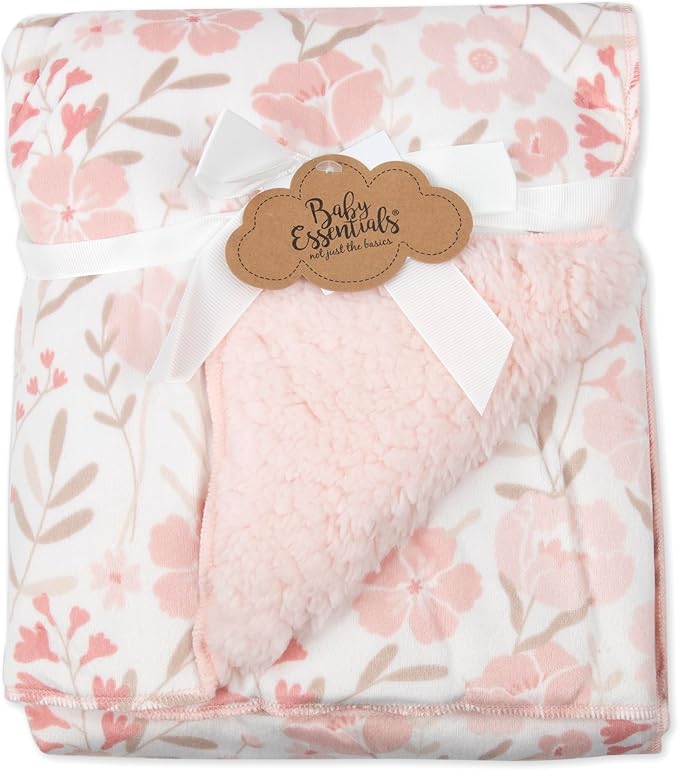 Baby Essentials Sherpa Fleece Baby Blanket 35x30 – Super Soft, Warm Reversible Baby Blankets for Newborns, Infants, Toddlers, and Nursery