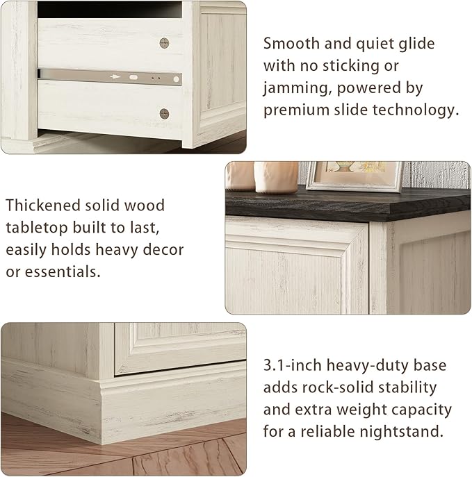 Farmhouse 5 Drawers Dresser for Bedroom, 44" Tall White Dresser Wood Rustic Chest of Drawers with Wide Metal Handle,Natural Texture,Drawer Organizer for Bedroom,Living Room,Hallway and Entryway