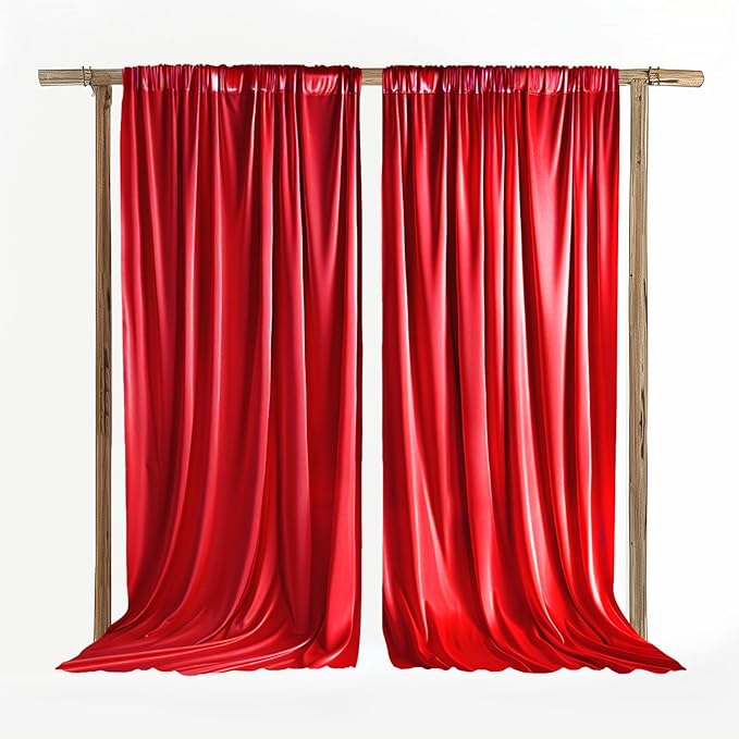10x10ft Wrinkle Free Red Photo Curtains Backdrop Red Photo Curtains Background Wedding Backdrop for Wedding Graduation Birthday Party Photography YUNBSDJ045
