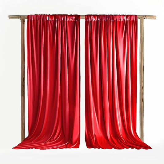 10x10ft Wrinkle Free Red Photo Curtains Backdrop Red Photo Curtains Background Wedding Backdrop for Wedding Graduation Birthday Party Photography YUNBSDJ045