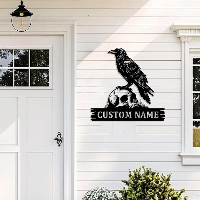 Personalized Crow Metal Sign,Raven Sign,Custom Black Crow Name Sign,Metal Crow Wall Art,Raven Birdwatch Home Decor,Gift for Bird Lover
