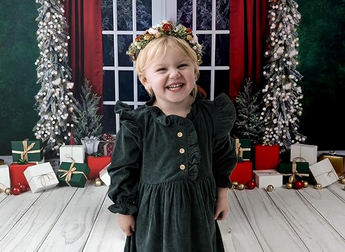 Christmas Flower Crown for Girls Winter Floral Crown Holiday Decoration Headband Xmas Wedding Headpiece Wreath Red Green Golden Gifts for GrandkidsGarland