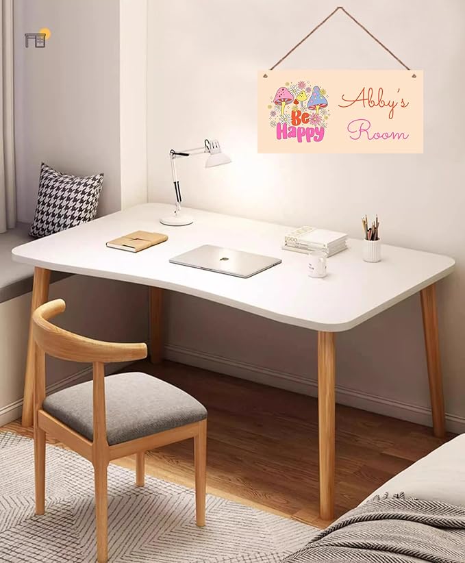 Personalized Signs Funny Mushroom Sign For Kids Room Be Happy Custom Name Door Wall Decor Floral Nursery Art Plate For Boys Room Girls Bedroom Little Man Cave