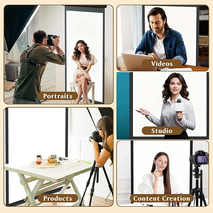 Retractable White Photography Backdrop 36"x59", Portable Roll-Up, Pull-Down Background, Auto-Lock Backdrop Screen for Passport Photo, Product Photography, Headshots, Video Studio