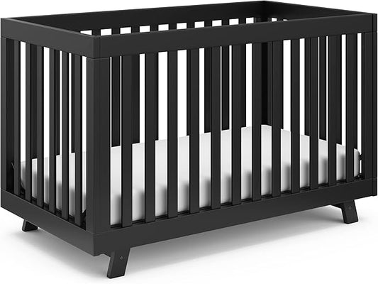 Storkcraft Beckett Convertible Crib (Black) – Converts from Baby Crib to Toddler Bed and Daybed, Fits Standard Full-Size Crib Mattress, Adjustable Mattress Support Base