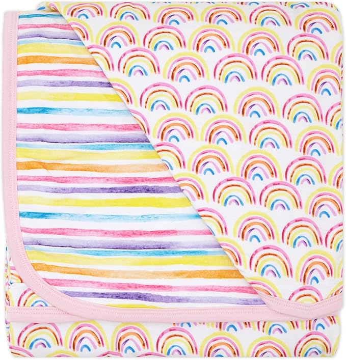 Little Sleepies Cloud Blanket, Soft Viscose from Bamboo Toddler & Baby Blanket for Boys & Girls, Lightweight, Perfect for Hot Sleepers, 50" x 50", Large (Pastel Rainbows)
