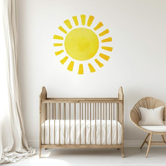 Watercolor Rainbow, Sun, Polka Dots Wall Decal for Kids Room, Nursery, Baby Room Decor, Polka Dots Mural, Rainbow Wallpaper (Sun, Large)