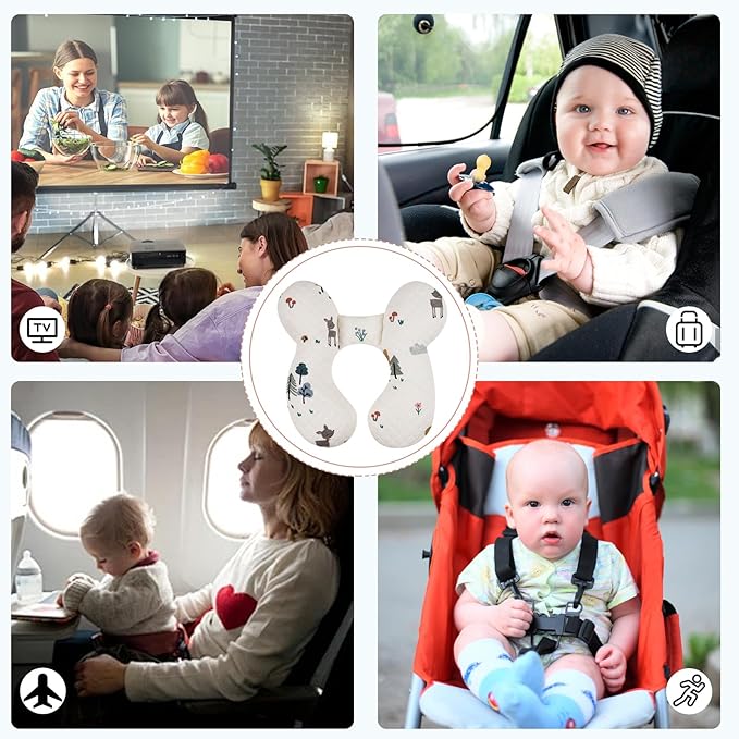 Baby Travel Pillow Upgraded, Soft Baby Head Support Pillow for Newborn Toddler，Babies Neck Car Seat, Pushchair and Strollers, Deer