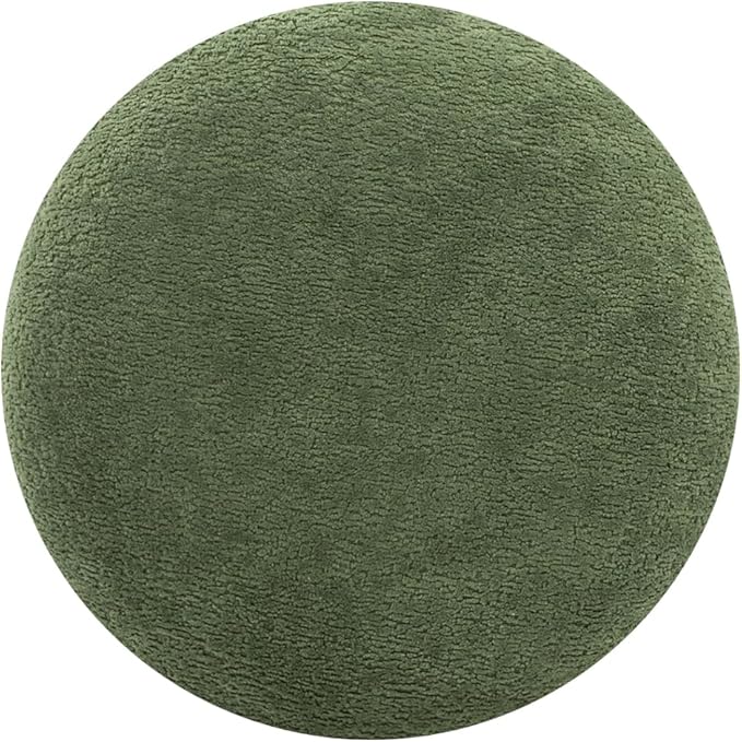 Jennifer Taylor Home Fuji 15" Mushroom Footstool Ottoman in Moss Green Fleeced Teddy
