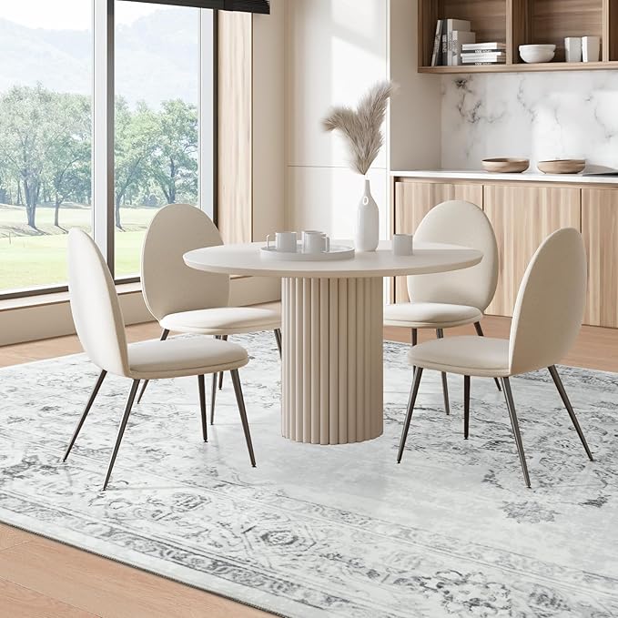 Area Rug 8x10, Washable Rug for Living Room, Large Area Rugs for Bedroom, Vintage Rug 8x10 for Dining Room, Non Slip Soft Low Pile Indoor Carpet for Kitchen, Nursery, Office, Farmhouse, Light Grey