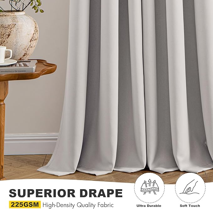 MIULEE Stone Blackout Curtains for Bedroom Living Room 63 Inches Long 2 Panels, Thermal Insulated Room Darkening Drapes Solid Grommet Noise Reduction Light Blocking Window Treatments 40x63 Inch