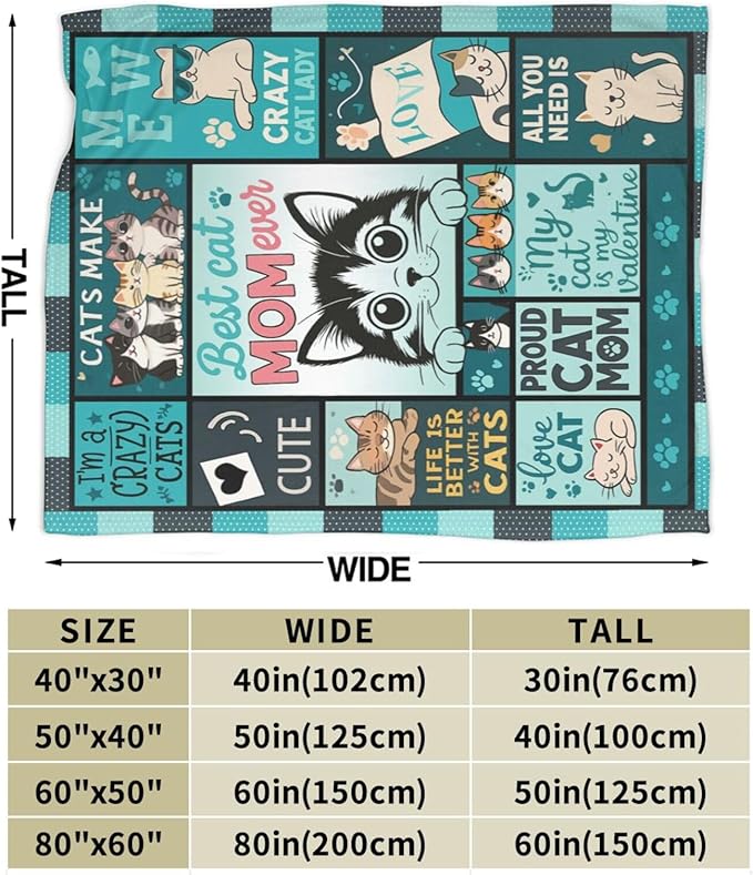 Cat Blanket Cute Cat Throw Blanket Kitten Soft Cozy Fleece Fuzzy Stuffed Plush Flannel Gifts for Girls Women Boys Kids Adults 40''x50''