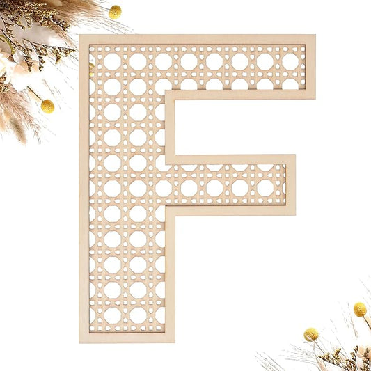 Wooden Rattan Letters 8 inch Wood Letters F for Wall Decor Crafts Boho Nursery Decor for Baby Shower Wedding Bedroom Name Signs Large Rustic Letter Home Decoration