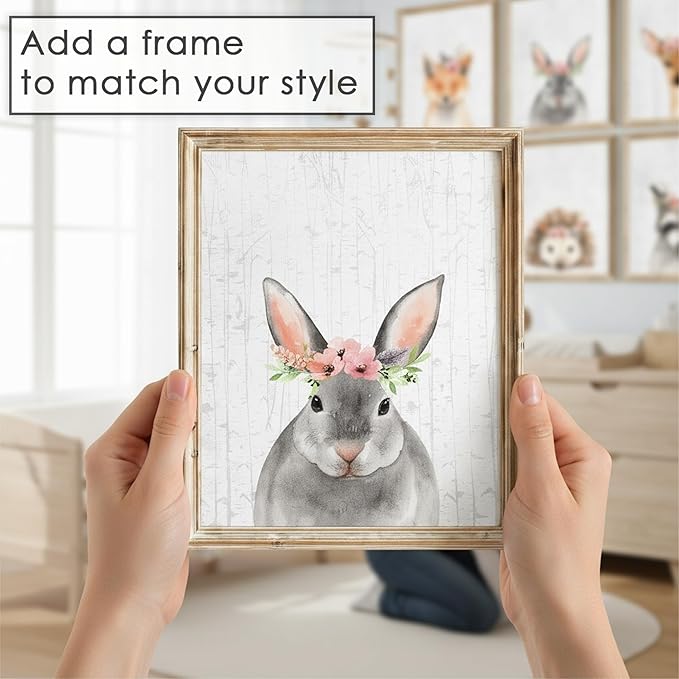 DREAM BIG PRINTABLES Woodland Animals Nursery Wall Art Prints (Set of 6) - Unframed 8x10s - Farmhouse Boho Art - Great - Unisex for Boys and Girls - Kids Bedroom Decor