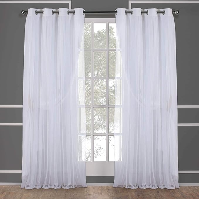 TOWN & COUNTRY LUXE Talia Double Layer Indoor Curtains, Sheer and Room Darkening Blackout, Grommet Top, Energy Efficient, 2-Pack Set, 52"x108", Mint Green