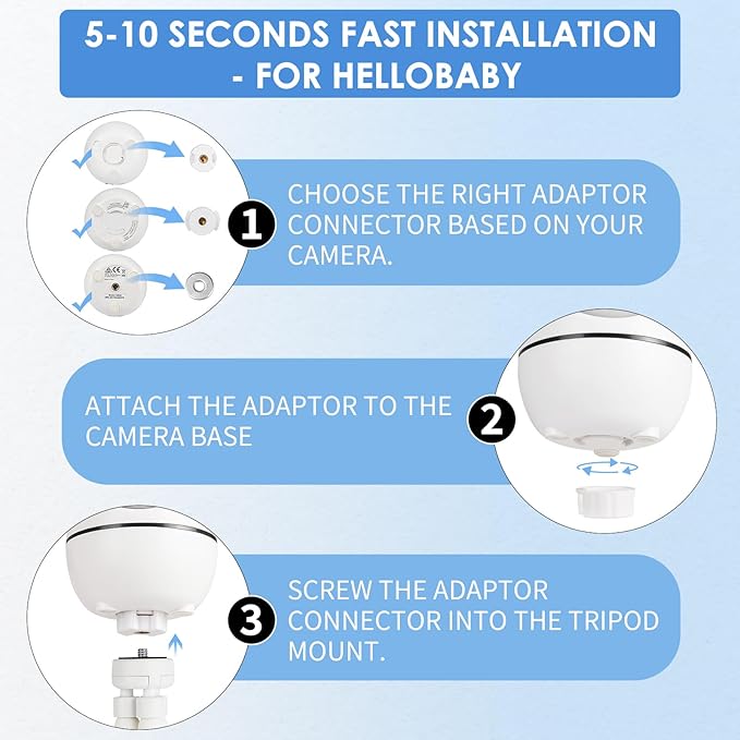 Upgraded Baby Monitor Mount - 7.8'' Adjustable Tripod Baby Camera Mount for HelloBaby HB65/HB40/HB6550/HB66/ HB6339/HB6550 Pro, ANMEATE SM935E, Detachable Tripod Monitor Holder Flex Stand for Crib