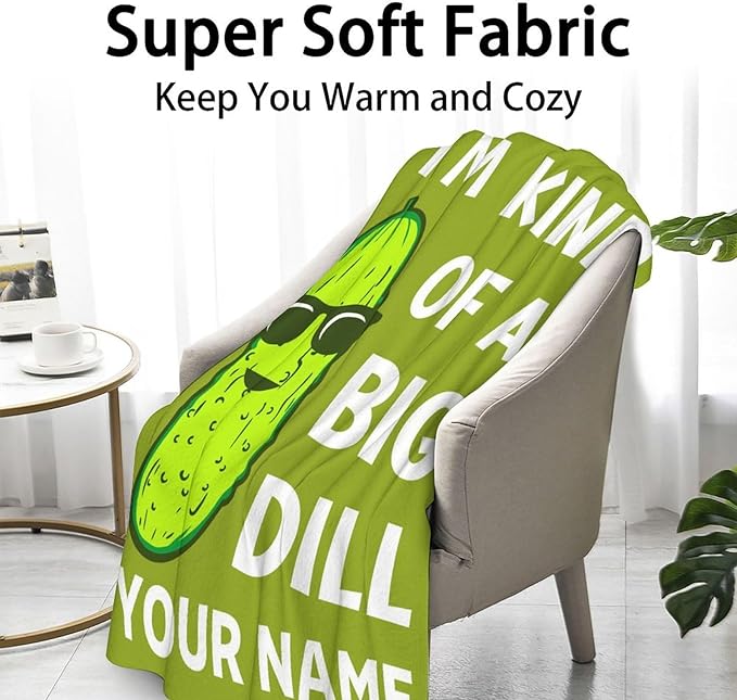 Custom Pickle Throw Blanket for Baby - 30x40 Inches Lap Size - Soft Fluffy Cozy Blankets Gift - Green Funny Blanket Throws for Couch, Work