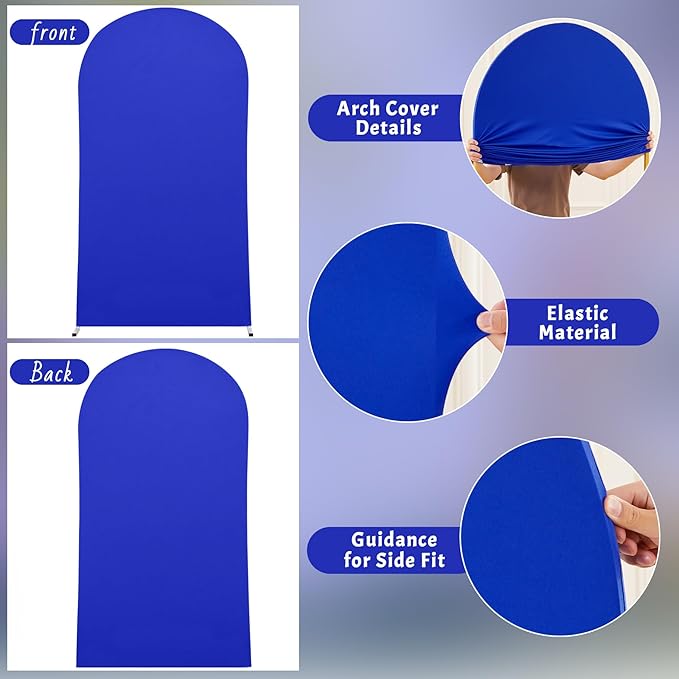 Royal Blue Chiara Arch - 6.6FT Spandex Fitted Wedding Arch Stand Covers Round Top Stretchy Backdrop for Birthday Party Ceremony Banquet Decoration