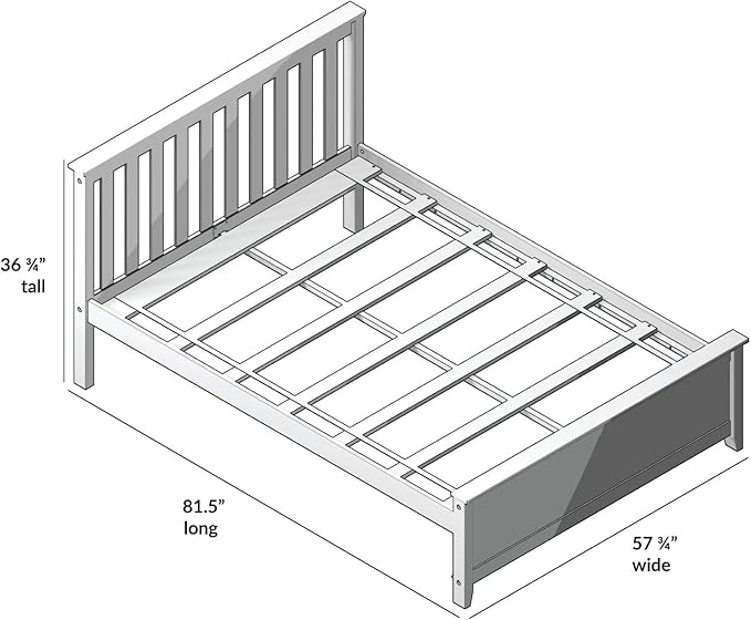 Max & Lily Full Size Bed Frame with Slatted Headboard, Solid Wood Platform Bed for Kids, No Box Spring Needed, Easy Assembly, Natural