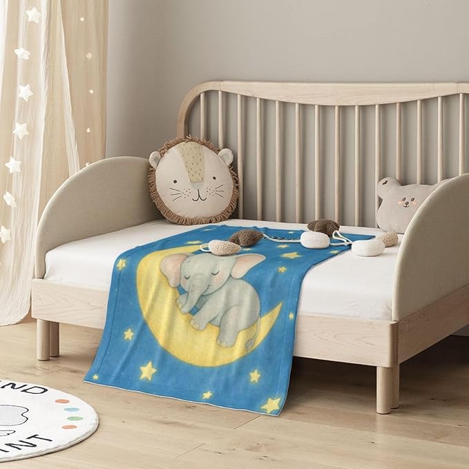 Ship Next Day Personalized Baby Blanket for Kids, Custom Baby Blanket with Name, Super Soft Flannel Blankets, Custom Elephant Animal Blankets Baby Gifts for Christmas.