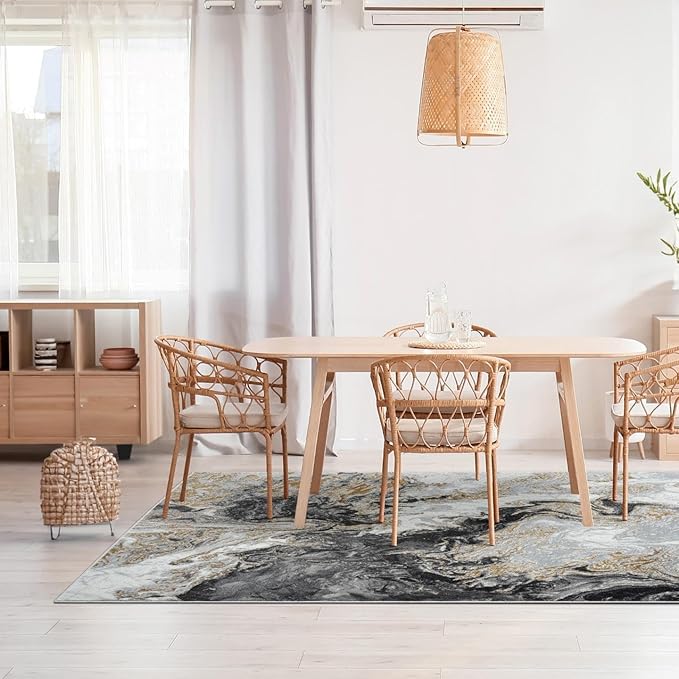 LUXE WEAVERS Marble Swirl Abstract Area Rug, Smoke 6x9