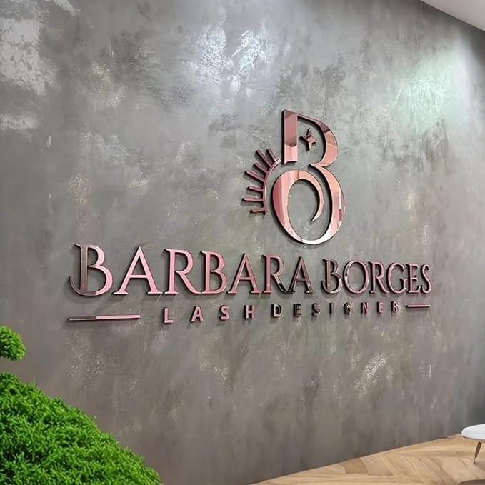 Custom Rose Gold Acrylic Logo Sign for Business Salon or Office Wall Signage (Rose Gold)
