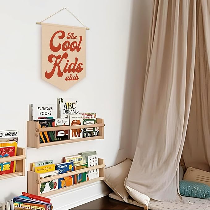 Playroom Wall Hanging Banner, Cool Kids Club Retro Pennant Flag, Boy Nursery Decor, Classroom Decor Baby Nursery Room Banner