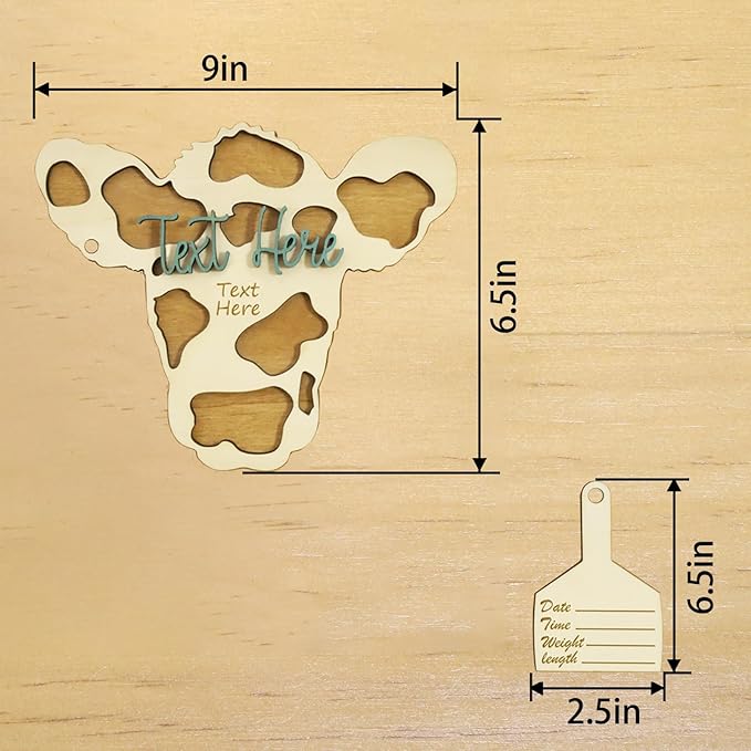 Personalized Cow Baby Name Sign – Custom Birth Announcement Tag for Newborns, Cute Farm Animal Nursery Decor, Unique Shower Gift for Boys & Girls