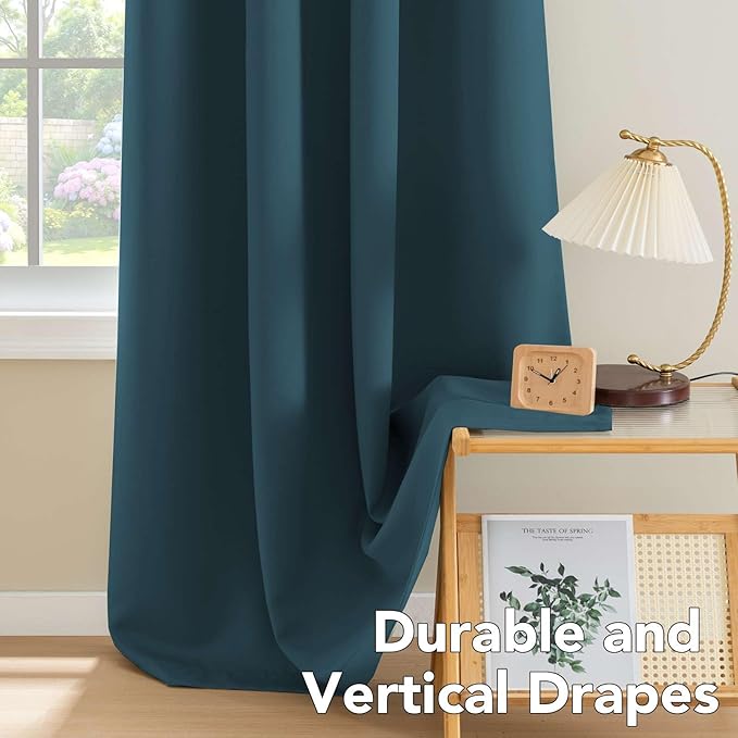 H.VERSAILTEX Premium Blackout Thermal Insulated Room Darkening Curtains for Bedroom/Living Room - Classic Grommet Top (2 Panels, Dark Teal, 52 Inch by 72 Inch)