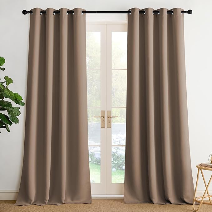 NICETOWN 108 Inch Long Curtains for Bedroom 2 Panels Set, Cappuccino Thermal Insulated Grommet Curtains for Living Room, Noise Reducing Window Treatment Drapes for Nursery, 2 Panels, W52